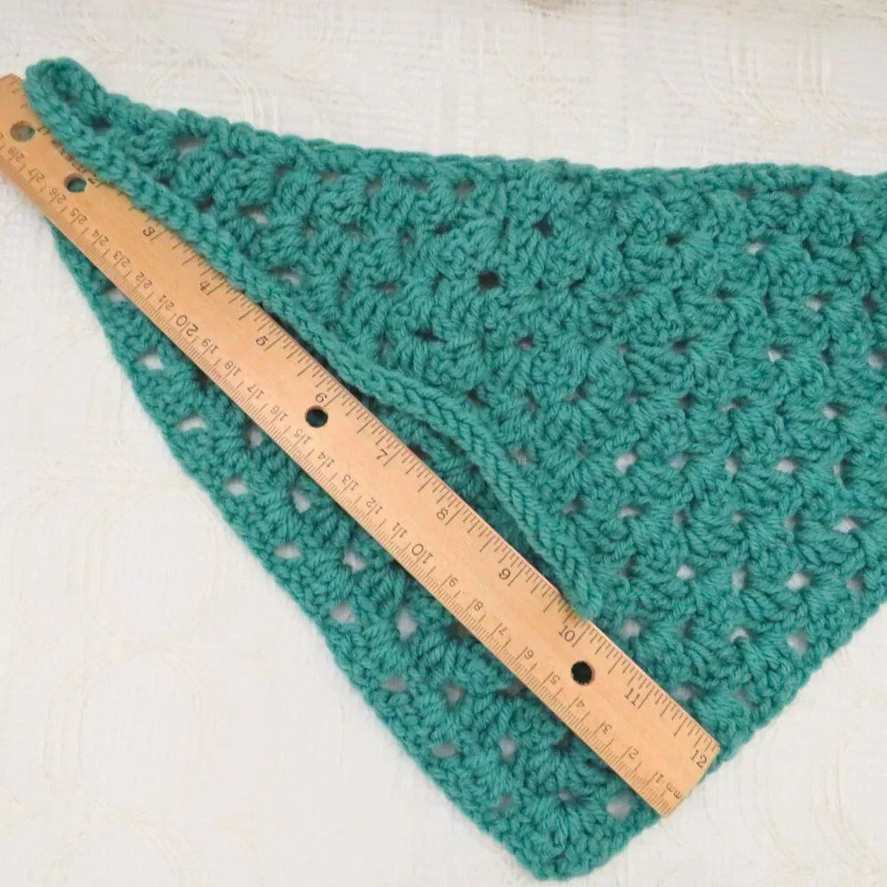 Green Crocheted Bandana Women Boho Hippie Style Handmade, Festival Wear